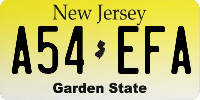 NJ license plate A54EFA