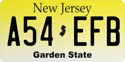 NJ license plate A54EFB