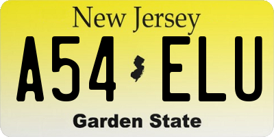 NJ license plate A54ELU