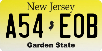 NJ license plate A54EOB