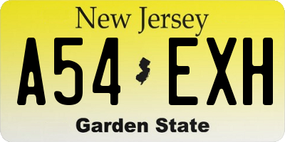 NJ license plate A54EXH