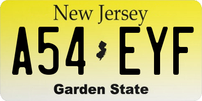 NJ license plate A54EYF