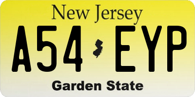 NJ license plate A54EYP