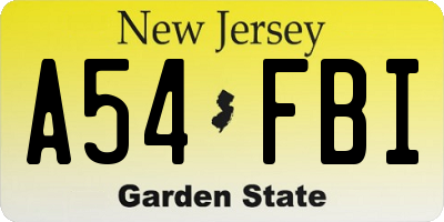 NJ license plate A54FBI