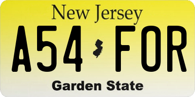 NJ license plate A54FOR