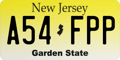 NJ license plate A54FPP