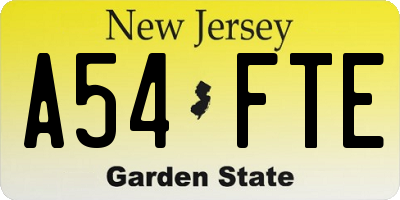 NJ license plate A54FTE