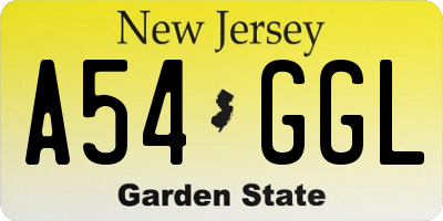 NJ license plate A54GGL