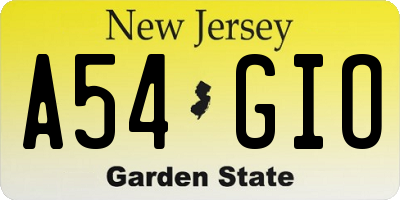 NJ license plate A54GIO