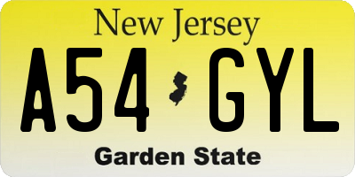NJ license plate A54GYL