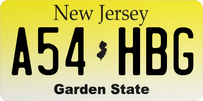 NJ license plate A54HBG