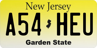 NJ license plate A54HEU