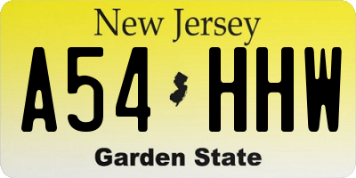 NJ license plate A54HHW