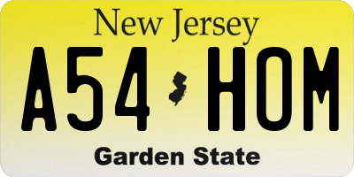 NJ license plate A54HOM