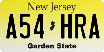NJ license plate A54HRA