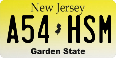 NJ license plate A54HSM