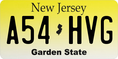 NJ license plate A54HVG