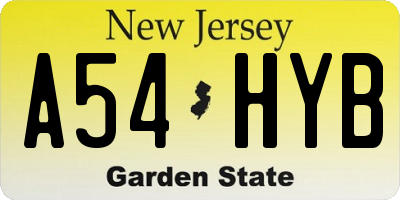 NJ license plate A54HYB