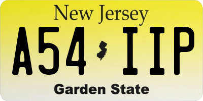 NJ license plate A54IIP