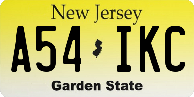NJ license plate A54IKC