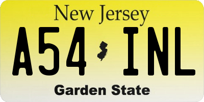 NJ license plate A54INL