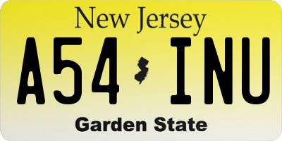 NJ license plate A54INU