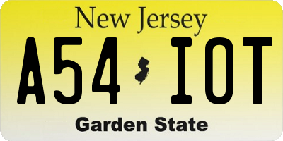 NJ license plate A54IOT