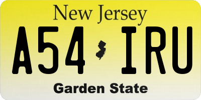 NJ license plate A54IRU