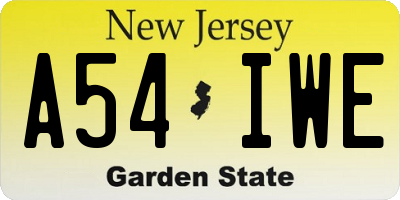 NJ license plate A54IWE