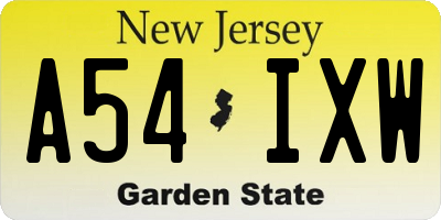 NJ license plate A54IXW