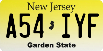 NJ license plate A54IYF