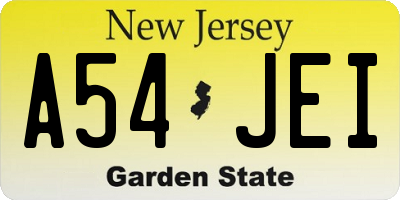 NJ license plate A54JEI