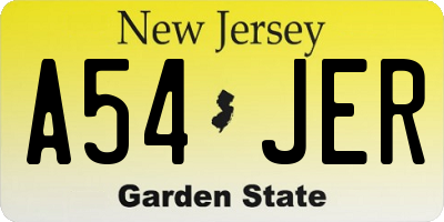 NJ license plate A54JER