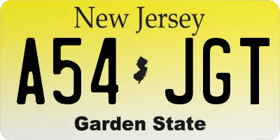 NJ license plate A54JGT