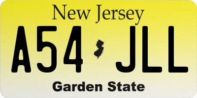 NJ license plate A54JLL