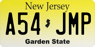 NJ license plate A54JMP
