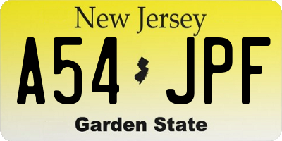 NJ license plate A54JPF