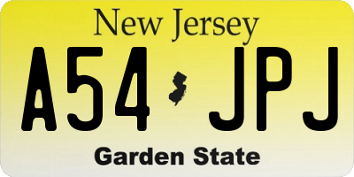 NJ license plate A54JPJ