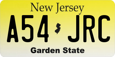 NJ license plate A54JRC