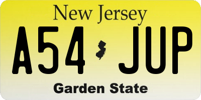 NJ license plate A54JUP