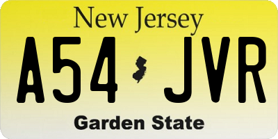 NJ license plate A54JVR