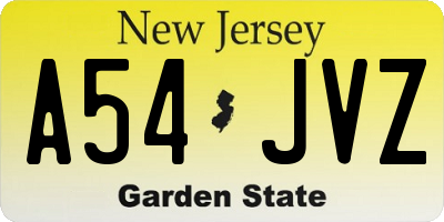 NJ license plate A54JVZ