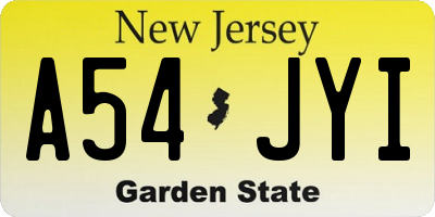 NJ license plate A54JYI