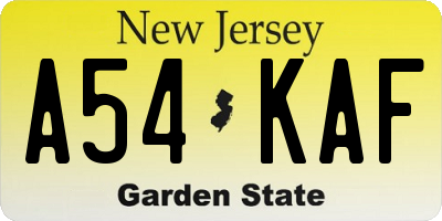 NJ license plate A54KAF