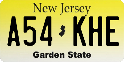 NJ license plate A54KHE