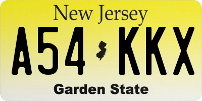 NJ license plate A54KKX