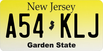 NJ license plate A54KLJ