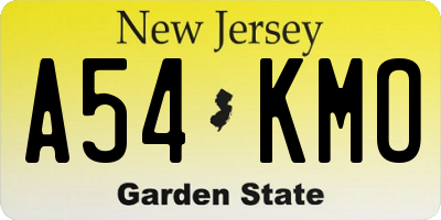 NJ license plate A54KMO