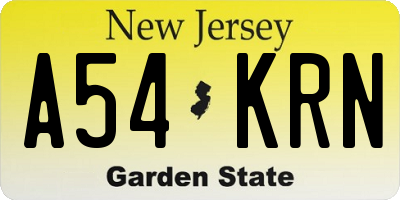 NJ license plate A54KRN