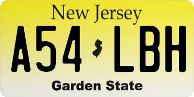 NJ license plate A54LBH